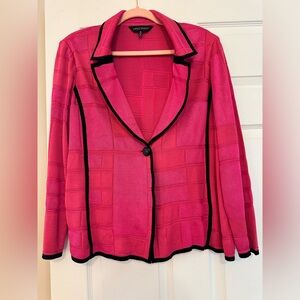 Ming Wang Pink with Black Accents Knit Jacket